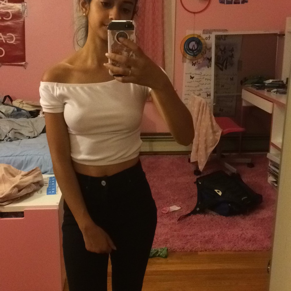 Brandy Melville white off the shoulder shirt